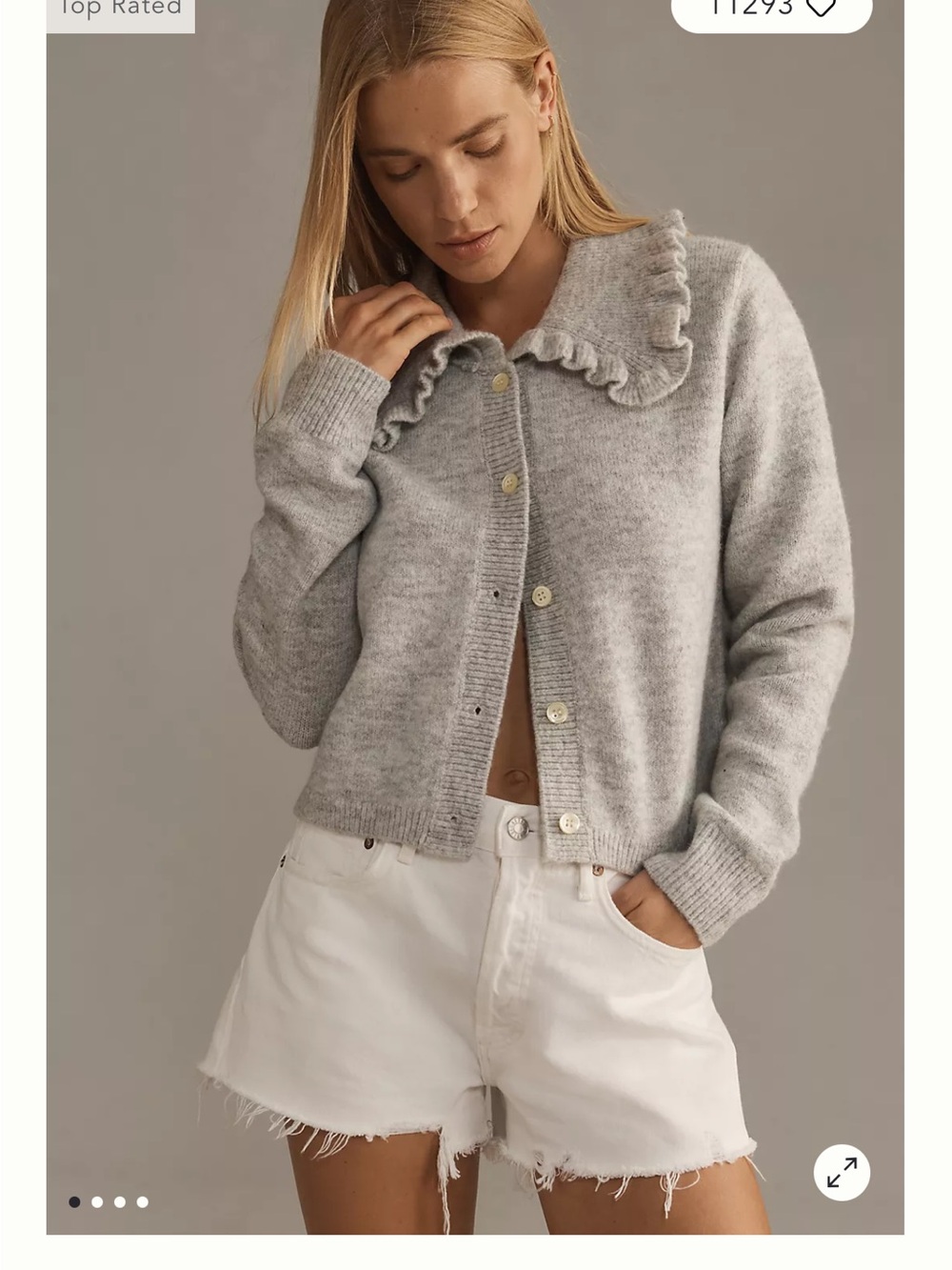 Self Contrast Ainsley Ruffle Collar Cardigan